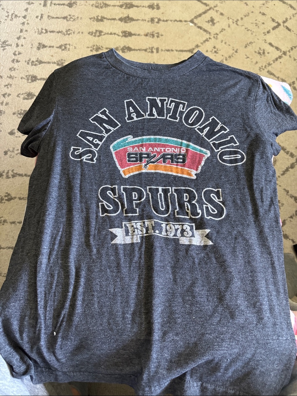 NBA San Antonio Spurs Kids Short Sleeve Tee - Charcoal with Multi-Color Logo